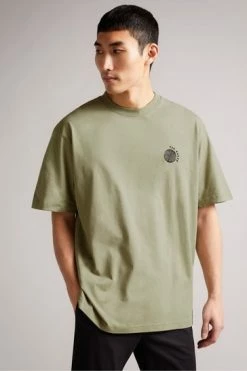 Ted Baker Green Turvill Short Sleeve Heavyweight Relaxed Fit Graphic T-Shirt -tedbaker Shop Online unnamed file 2295