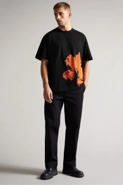 Ted Baker Polpero Black Short Sleeve Heavyweight Relaxed Fit Graphic T-Shirt -tedbaker Shop Online unnamed file 2298