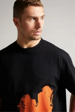 Ted Baker Polpero Black Short Sleeve Heavyweight Relaxed Fit Graphic T-Shirt -tedbaker Shop Online unnamed file 2299