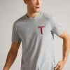 Ted Baker Grey Marl Tedford Short Sleeve Varsity 'T' T-Shirt