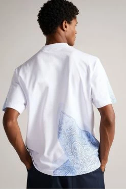 Ted Baker Sumatra White Short Sleeve Placement Paisley Printed T-Shirt -tedbaker Shop Online unnamed file 2317