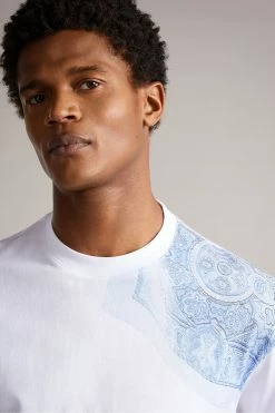 Ted Baker Sumatra White Short Sleeve Placement Paisley Printed T-Shirt -tedbaker Shop Online unnamed file 2318