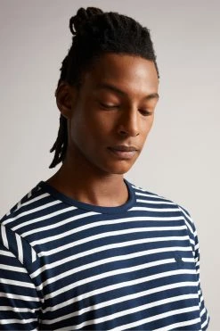 Ted Baker Lumsden Navy Blue Breton Stripe T-Shirt -tedbaker Shop Online unnamed file 2341