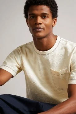 Ted Baker Artizan Ecru Cream Short Sleeve Textured T-Shirt -tedbaker Shop Online unnamed file 2352