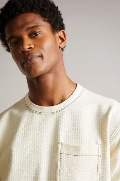 Ted Baker Artizan Ecru Cream Short Sleeve Textured T-Shirt -tedbaker Shop Online unnamed file 2353