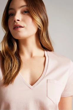 Ted Baker Pink Lovage Easy Fit V-Neck T-Shirt -tedbaker Shop Online unnamed file 2359