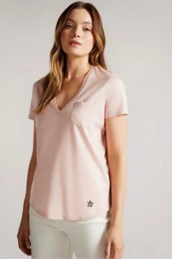 Ted Baker Pink Lovage Easy Fit V-Neck T-Shirt -tedbaker Shop Online unnamed file 2361