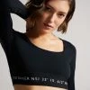 Ted Baker Acamarr Black Long Sleeve Skinny Scoop Neck Top