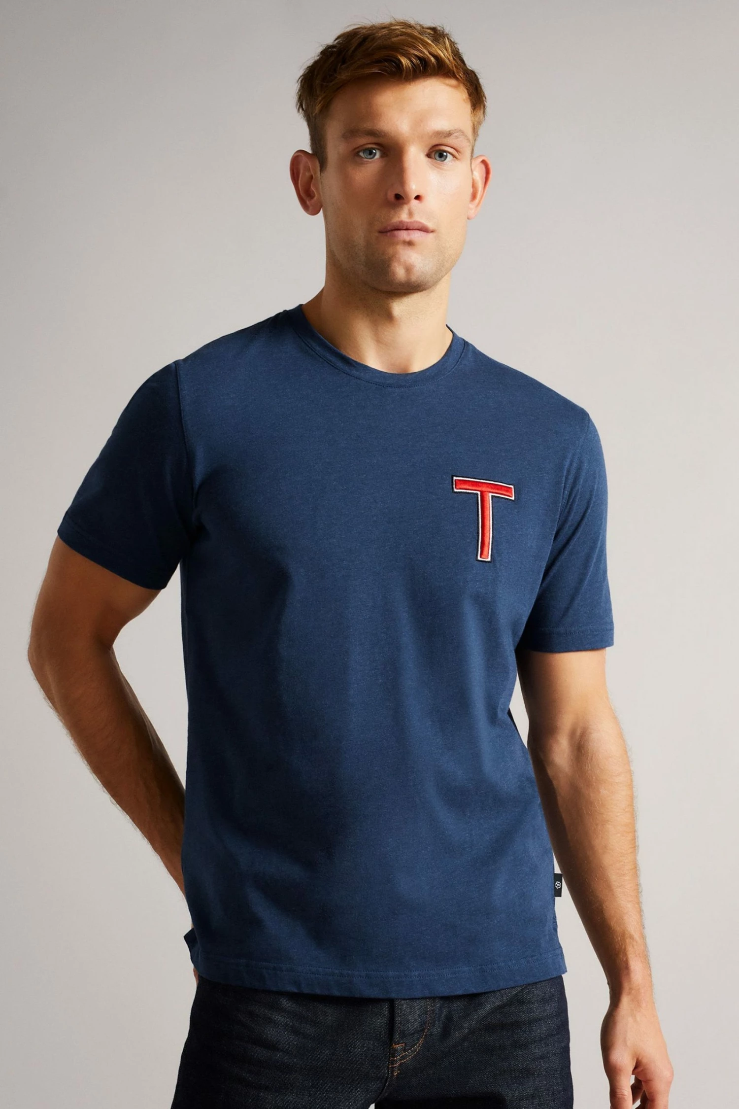 Ted Baker Navy Blue Tedford Short Sleeve Varsity 'T' T-Shirt 3 Ted Baker Navy Blue Tedford Short Sleeve Varsity 'T' T-Shirt