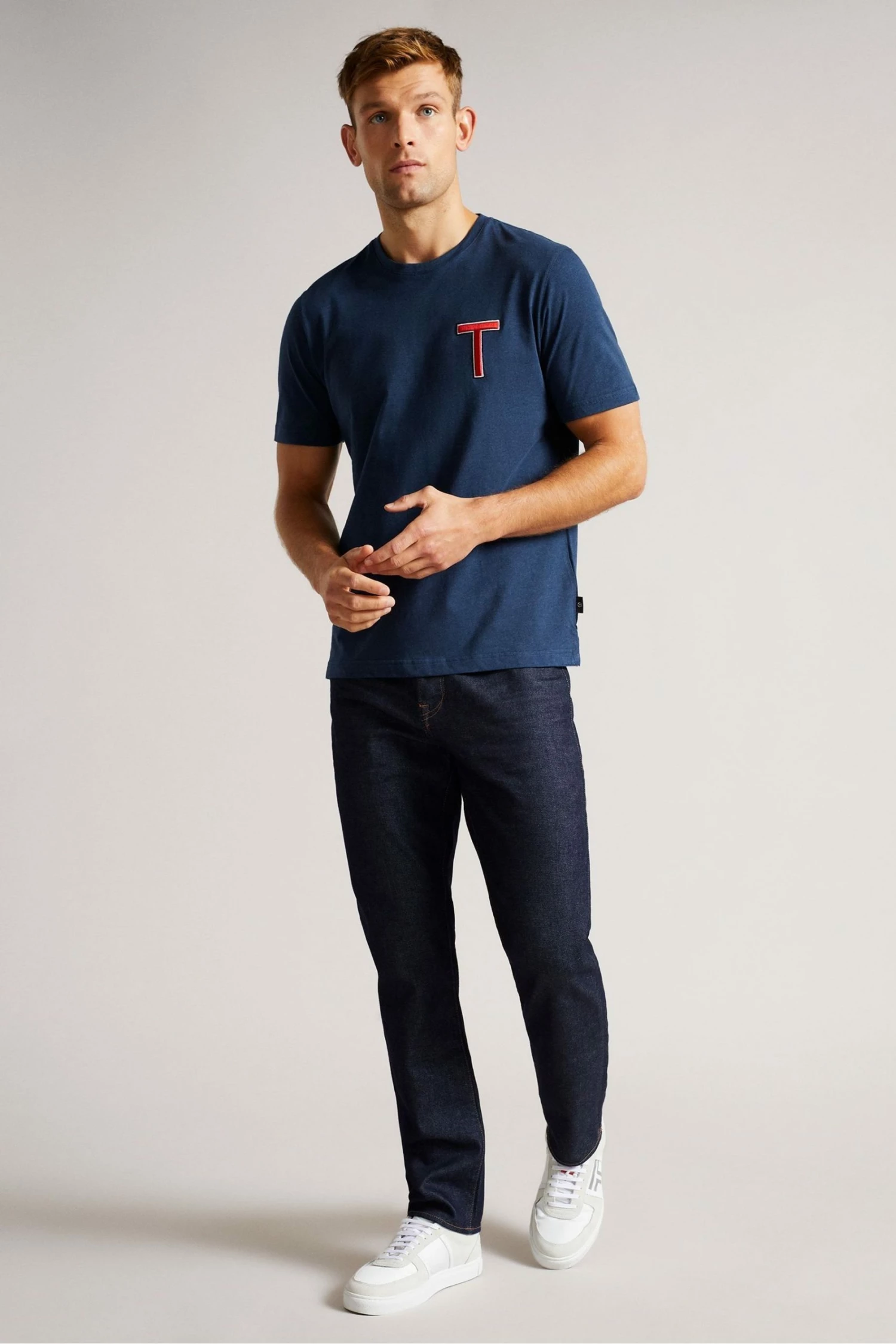 Ted Baker Navy Blue Tedford Short Sleeve Varsity 'T' T-Shirt 4 Ted Baker Navy Blue Tedford Short Sleeve Varsity 'T' T-Shirt - Image 2