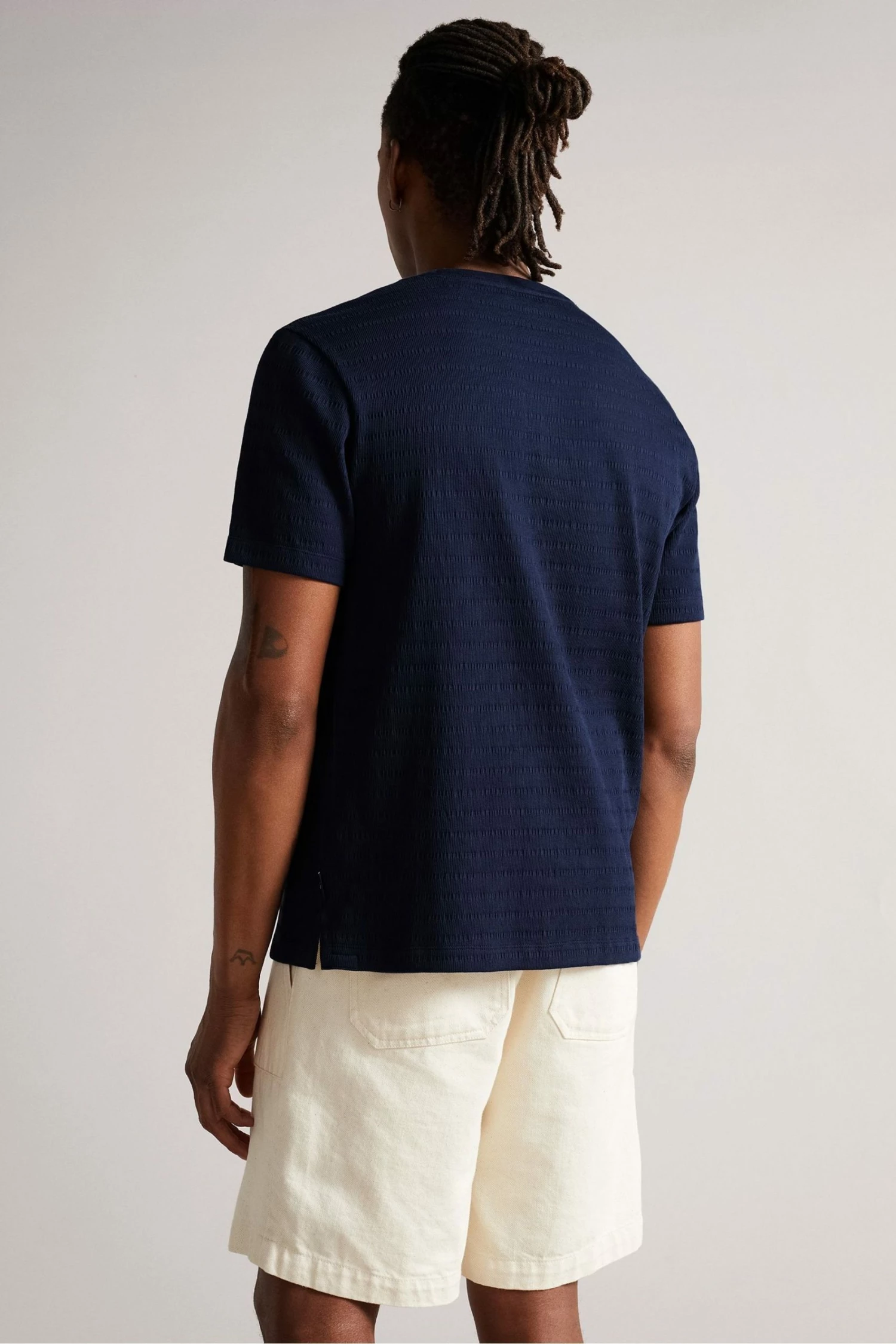 Ted Baker Kingsrd Navy Blue Short Sleeve Stripe Jacquard T-Shirt 4 Ted Baker Kingsrd Navy Blue Short Sleeve Stripe Jacquard T-Shirt - Image 2
