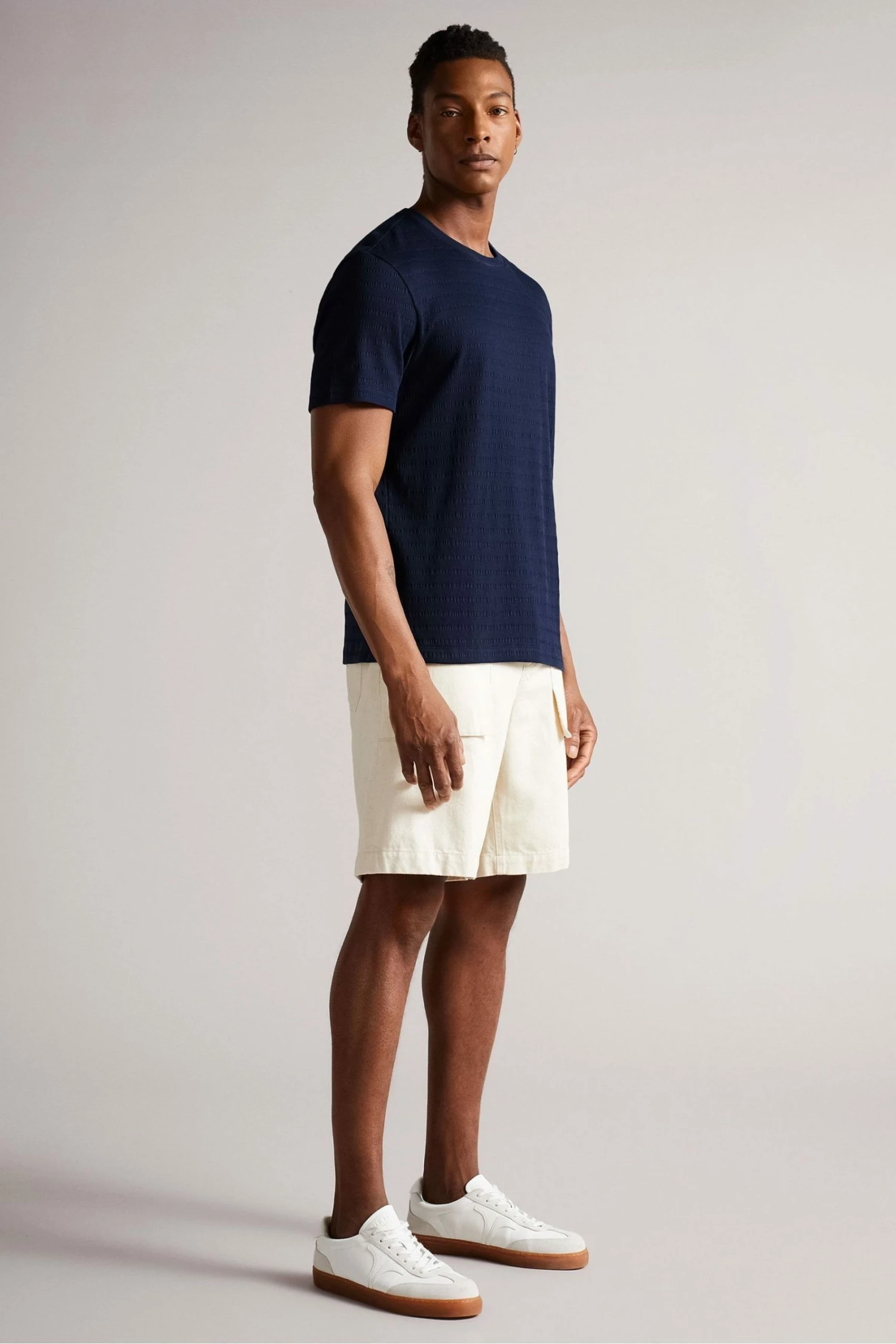 Ted Baker Kingsrd Navy Blue Short Sleeve Stripe Jacquard T-Shirt 6 Ted Baker Kingsrd Navy Blue Short Sleeve Stripe Jacquard T-Shirt - Image 4