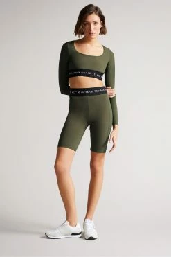 Ted Baker Acamarr Dark Green Long Sleeve Skinny Scoop Neck Top -tedbaker Shop Online unnamed file 2468