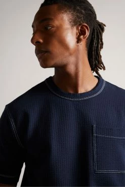 Ted Baker Artizan Navy Blue Short Sleeve Textured T-Shirt -tedbaker Shop Online unnamed file 2487