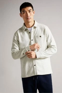 Ted Baker Ecru Bromlee Long Sleeve Heavyweight Jersey Overshirt -tedbaker Shop Online unnamed file 2564
