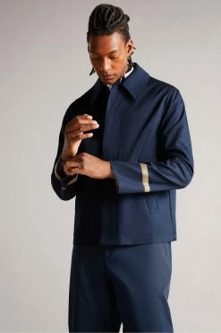 Ted Baker Dk-Navy Blue Hertfod Short Bonded Mac