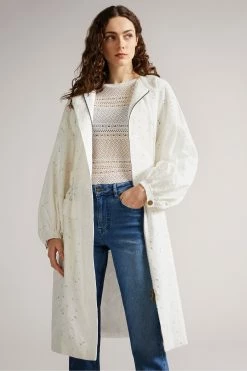 Ted Baker Xandie White Collarless Ottoman Broderie Mac Jacket -tedbaker Shop Online unnamed file 2605
