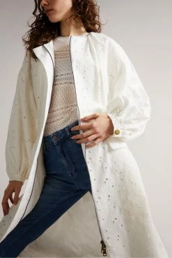 Ted Baker Xandie White Collarless Ottoman Broderie Mac Jacket -tedbaker Shop Online unnamed file 2606