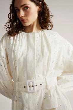 Ted Baker Xandie White Collarless Ottoman Broderie Mac Jacket -tedbaker Shop Online unnamed file 2607