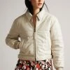 Ted Baker Cream Glorie Cropped Padded Leather Bomber Jacket -tedbaker Shop Online unnamed file 2641