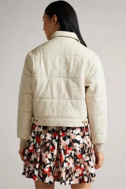 Ted Baker Cream Glorie Cropped Padded Leather Bomber Jacket -tedbaker Shop Online unnamed file 2642