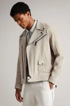 Ted Baker Grey Lowca Suede Biker Jacket -tedbaker Shop Online unnamed file 2648