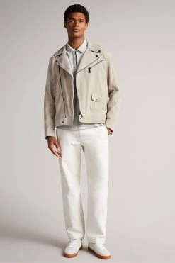 Ted Baker Grey Lowca Suede Biker Jacket -tedbaker Shop Online unnamed file 2649