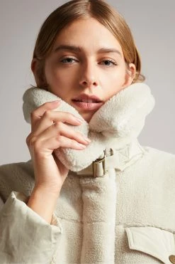 Ted Baker Liilla Cream Mixed Fabric Borj Padded Jacket -tedbaker Shop Online unnamed file 2713