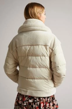 Ted Baker Liilla Cream Mixed Fabric Borj Padded Jacket -tedbaker Shop Online unnamed file 2714