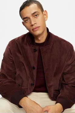 Ted Baker Mens Purple Planett Jumbo Cord Bomber Jacket