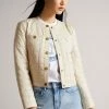 Ted Baker Cream Jozlyn Ivory Cropped Quilted Leather Jacket