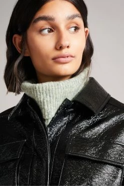 Ted Baker Black Foziey Textured Vinyl Field Jacket -tedbaker Shop Online unnamed file 2775