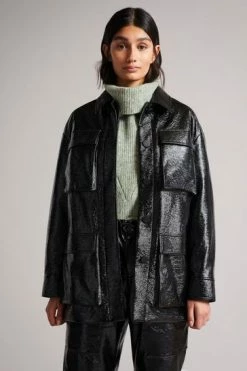 Ted Baker Black Foziey Textured Vinyl Field Jacket -tedbaker Shop Online unnamed file 2777