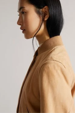 Ted Baker Benia Brown Cropped Suede Deep Rib Bomber Jacket -tedbaker Shop Online unnamed file 2809