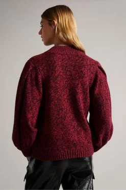 Ted Baker Red Elvinaa Pleat Sleeve Cropped Sweater -tedbaker Shop Online unnamed file 2862