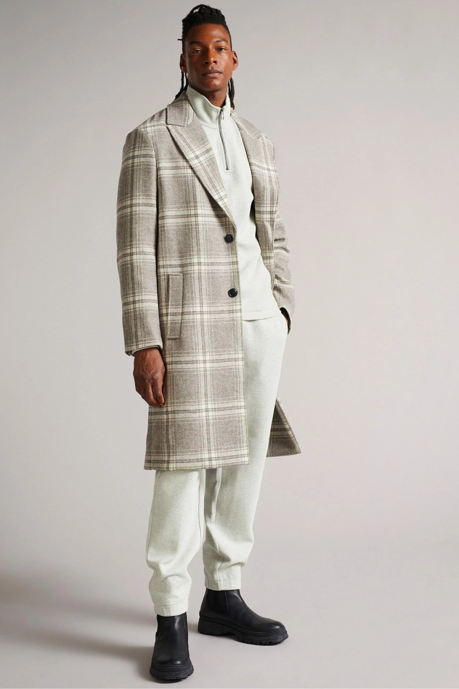 Ted Baker Beechen Grey Marl Long Sleeve Waffle Textured Half Zip Jumper 4 Ted Baker Beechen Grey Marl Long Sleeve Waffle Textured Half Zip Jumper - Image 2