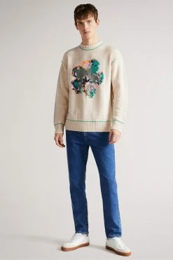 Ted Baker Natural Saltair Flower Graphic Crew Neck Jumper -tedbaker Shop Online unnamed file 2892