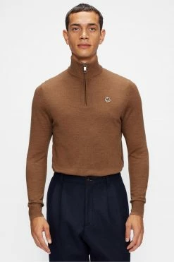 Ted Baker Brown Tooting Ls Core Half Zip Jumper