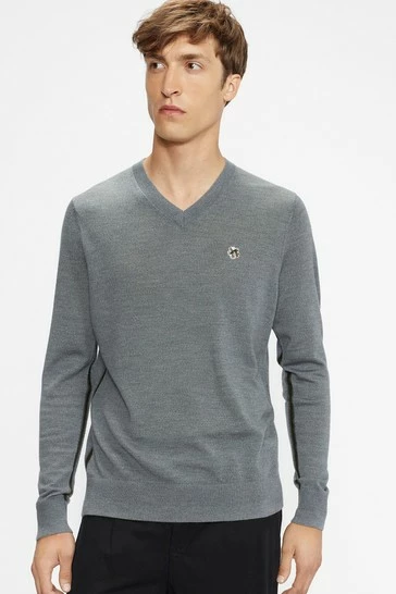 Ted Baker Kenton Core V-Neck Jumper Grey 9 Ted Baker Kenton Core V-Neck Jumper Grey - Image 7
