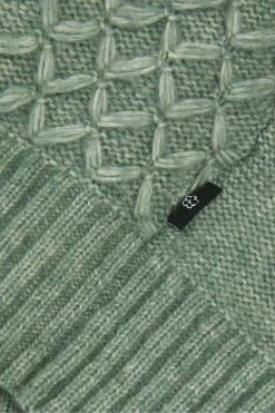 Ted Baker Green Brokhol Mixed Stitch Crew Neck Jumper -tedbaker Shop Online unnamed file 2960