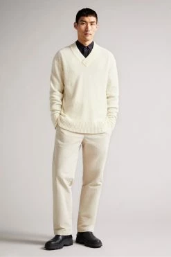 Ted Baker Natural Welburn V-Neck Jumper -tedbaker Shop Online unnamed file 2976