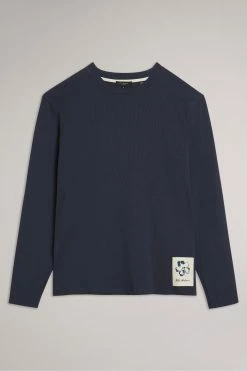 Ted Baker Blue Treyy Long Sleeved Ribbed Top -tedbaker Shop Online unnamed file 3007