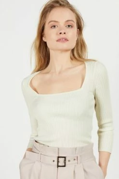 Ted Baker Cream Hhonor Square Neck 3/4 Sleeve Top -tedbaker Shop Online unnamed file 3041