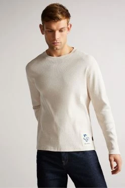 Ted Baker Natural Treyy Long Sleeved Ribbed Top