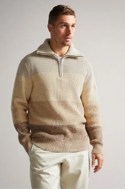 Featured Products 15 Ted Baker Heathh Tan Brown Mib Waffle Striped Knit Jumper