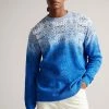 Ted Baker Moir Blue Spray Dye Crew Jumper