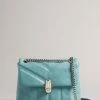 Ted Baker Mini Blue Leather Puffer Quilt Detail Xbody Bag