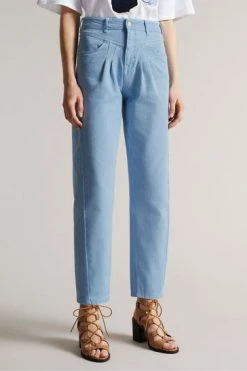 Ted Baker Blue Zandin Lt-Wash Barrel Leg With Front Yoke And Pleat Detail Trousers -tedbaker Shop Online unnamed file 3225