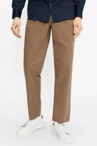 Ted Baker Brown Talkin Pleated Herringbone Trousers 8 Ted Baker Brown Talkin Pleated Herringbone Trousers - Image 6