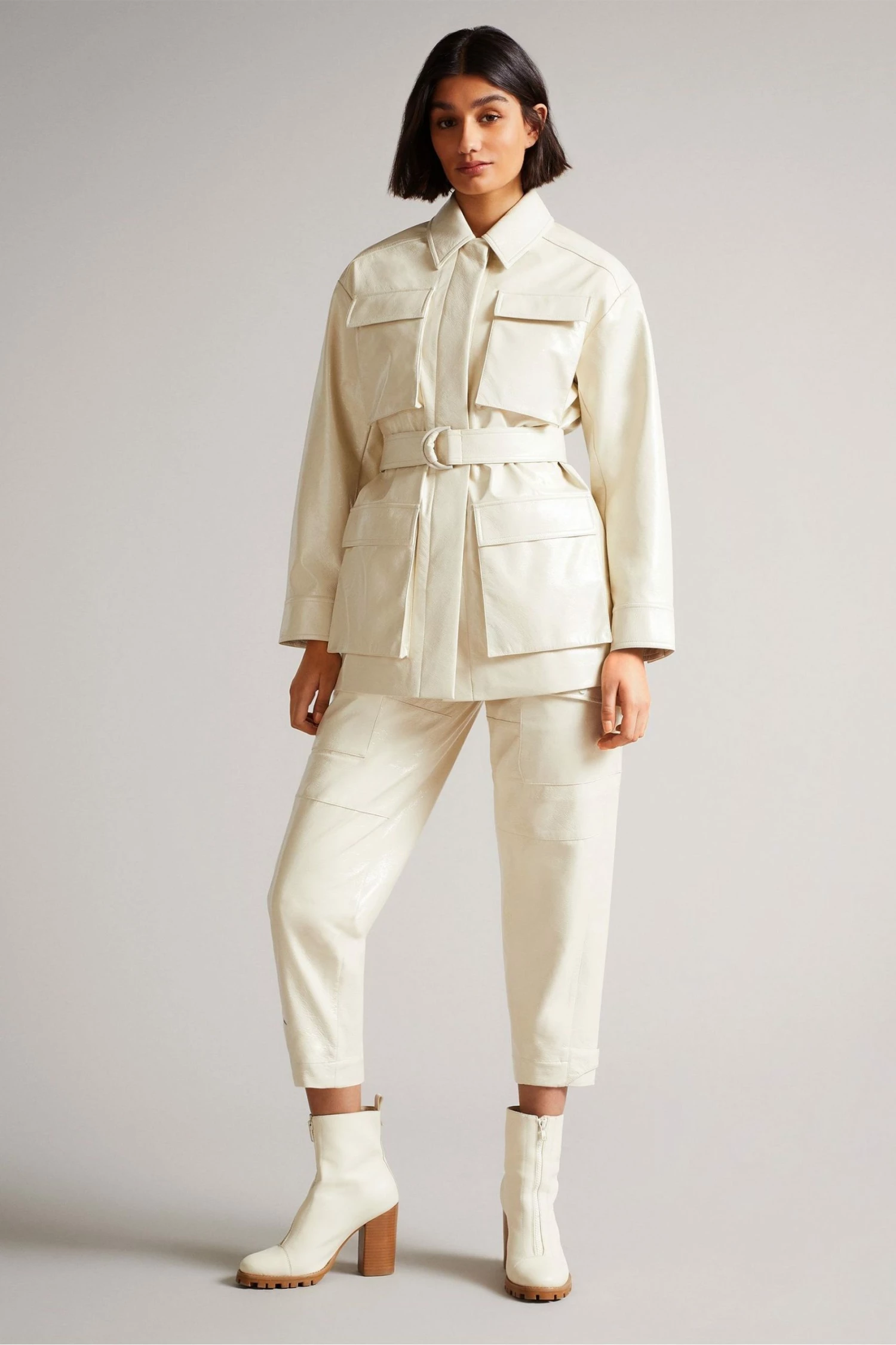 Ted Baker Vinala Ivory Cream Barrel Leg Vinyl Trousers 5 Ted Baker Vinala Ivory Cream Barrel Leg Vinyl Trousers - Image 3